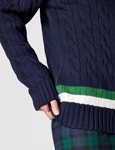 Image of Lacoste Men's Striped Wool Cable Knit Sweater