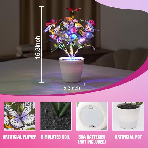 Image of Colorful Butterfly Lamp Night Light for Bedroom Bar Coffee Shop Wedding Decor, Gifts for Women Mom Daughter Grandma Aunt Girlfriend Coworker Friend Birthday Christmas Valentines Mothers Day