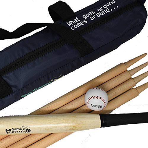Big Game Hunters Quality Traditional Rounders Set with Hardwood Bat, Ball and Posts in a Canvas Bag