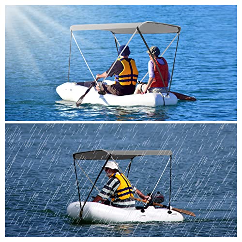 Docred Foldable Bimini Top Boat Cover Canopy Cover 2Bow Bimini Top(63" L 39‘’-55‘’ W 43.3" H) Suitable For Boats Of 3.2-4.5 Ft #TOP1
