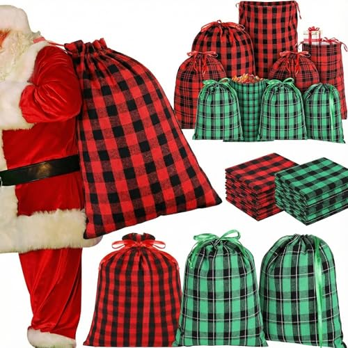 Sacs cadeaux de Noël en tissu pour décorer le pied de votre sapin festif