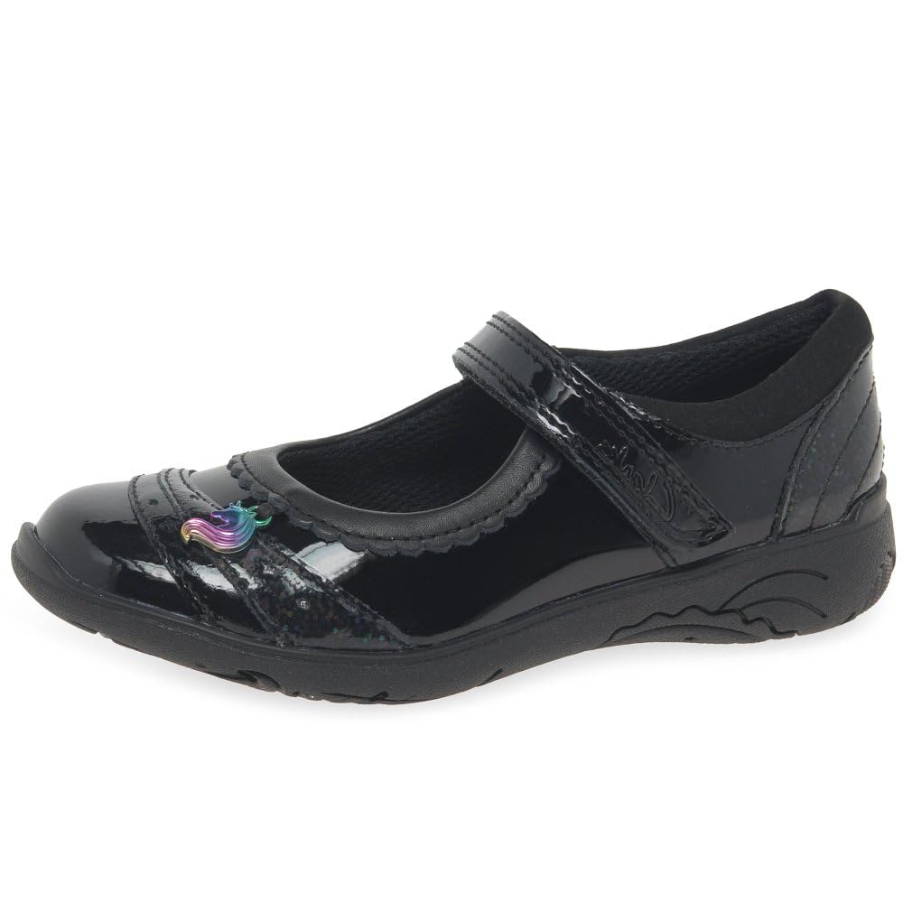 Clarks Relda Spark K. Childrens Black Pat, 8.5