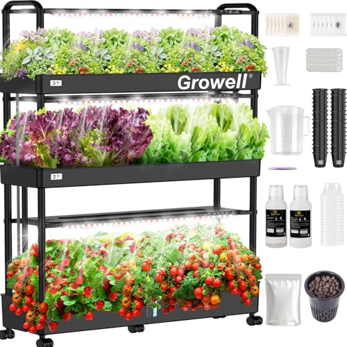 Large Hydroponics Growing System Kit, 48 Pods Vertical Hydroponic Garden, with 48 Large Buckets, 40L Indoor Garden System for Herb Vegetable Fruit, with 2 Light Modes, Auto Circulating Water System - Best DIY Hydroponic Kits