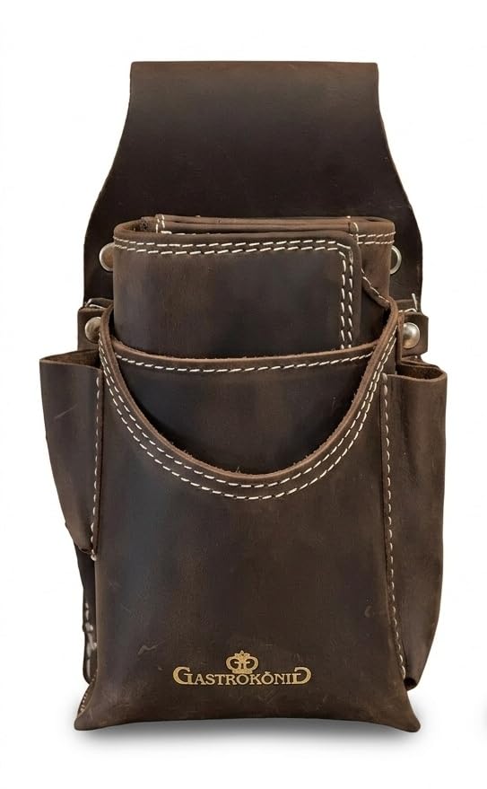 Kellnertaschen-Set, das Original, Garantie lebenslang, Kellnergeldtasche, Kellner-Portemonnaie, Kellnerbörse aus Leder, für Männer und Frauen (Braun Used)