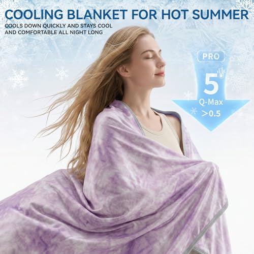 Image of Guohaoi Cooling Throw Blanket for Hot Sleepers, Twin Size 90''x108'' Lightweight Breathable Summer Bed Blanket for Couch, Arc-Chill Q-Max >0.5 Cool Fiber, Lightweight Blanket Light Purple