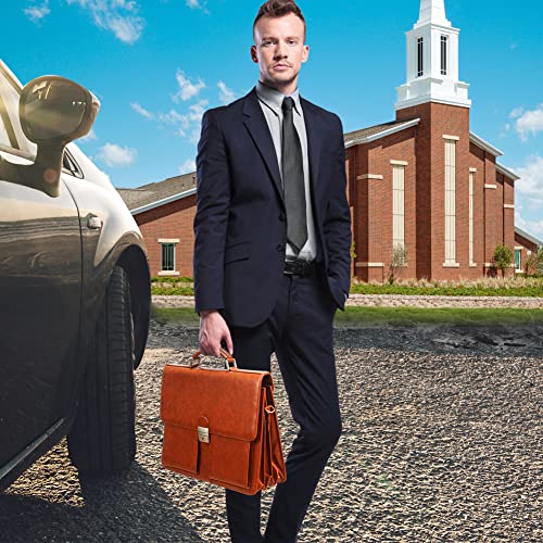 Jack&Chris® Mens New PU Leather Briefcase Messenger Bag Laptop Bag, MBYX015-B (Red)