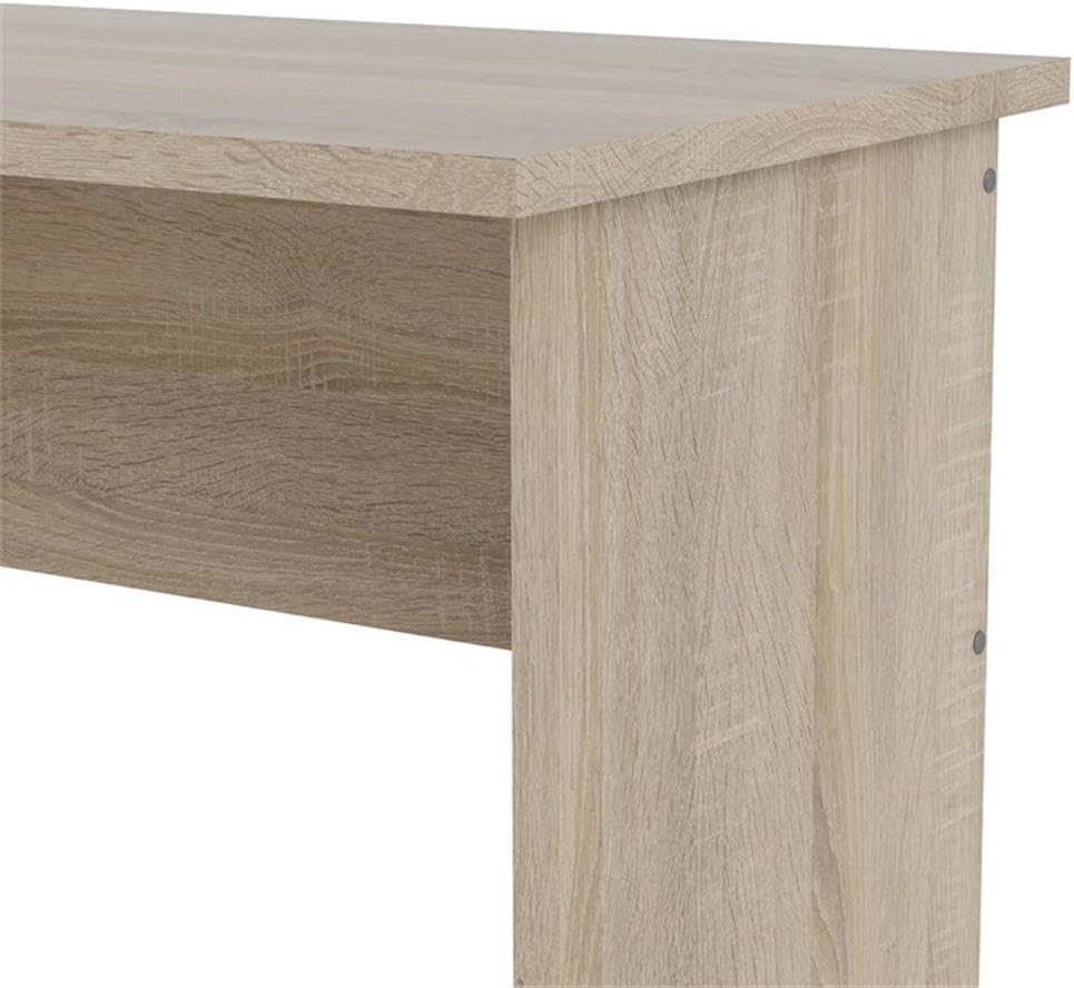 Pemberly Row Contemporary Writing Desk, 47.28 in W x 18.94 in D x 28.58 in H, Engineered Wood, Oak Finish, 3 Drawers, Open Shelf, Durable Scandinavian Home Office Workspace