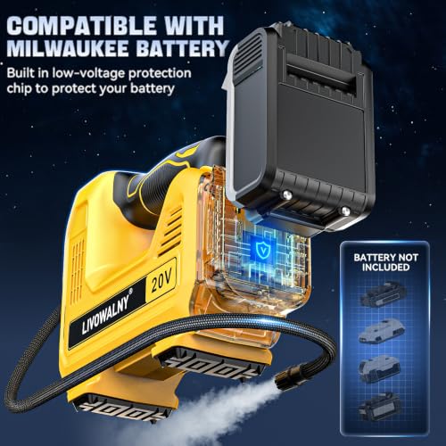 Image of Cordless Tire Inflator Portable Air Compressor Tire Air Pump Compatible With Dewalt 20V Battery - LIVOWALNY 160PSI Auto Pump with Digital Pressure Gauge for Car Tires, Bicycle, Balloons (Tool Only)