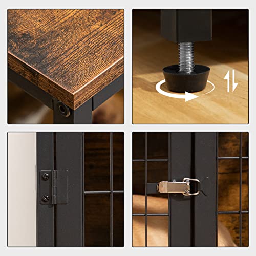 Hoobro Dog Crate Furniture, Wooden Dog Crate, Dog Kennels With 3 Doors Indoor, Decorative Mesh Pet Crate End Table For Large/Medium/Small Dog, Chew-Resistant, Rustic Brown And Black Bf02Gw03 #TOP6