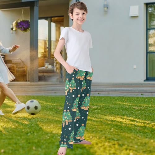 visesunny Boys' Pants Pizza Christmas Tree Jogger Pants Elastic Waist Long Bottoms Trousers with Pockets4