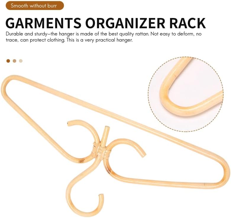 2Pcs Rattan Clothes Hanger Natural Rattan Hand-Woven 3 Hook Hanger for Home Wardrobe Clothing Store Decor 40x20cm