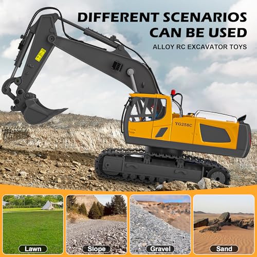 ADTHLIER Remote Control Excavator Toy for Boys 6-11 yrs Old,11-Channel RC Excavator Toy,with Metal Shovel,2.4Ghz RC Construction Vehicle,Ideal Gifts for Kids on — view 3