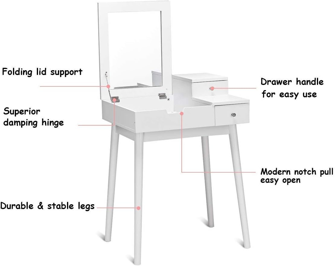 Vanity Table Set with Mirror Stool
