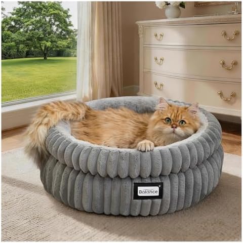 BALANCE Washable Round Plush Cat Bed