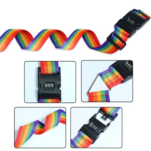 Image of 2 Pcs Travel Luggage Straps with Combination Lock, Adjustable Suitcase Trips Packing Belts with Buckle,Luggage Cover,Suitcase Covers for Luggage,Luggage Straps for Suitcases(Multicolor)