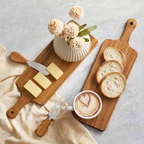 Set de tabla de cortar cuadrada de madera con cuchillo y tenedor miniatura 5