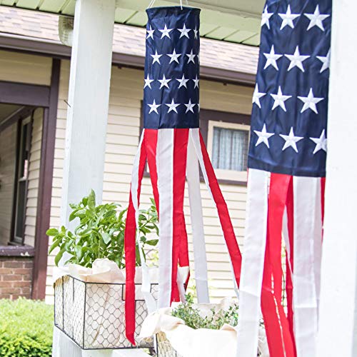 Homarden 40 Inch American Flag Windsock (Set of 2) - Halloween Decoration Outdoor Hanging 4th of July - Premium Materials - Fade Resistant Patriotic Decorations - Halloween Yard Decor Wind Sock - Image 3