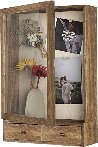 Shadow Box Display Case with Drawers