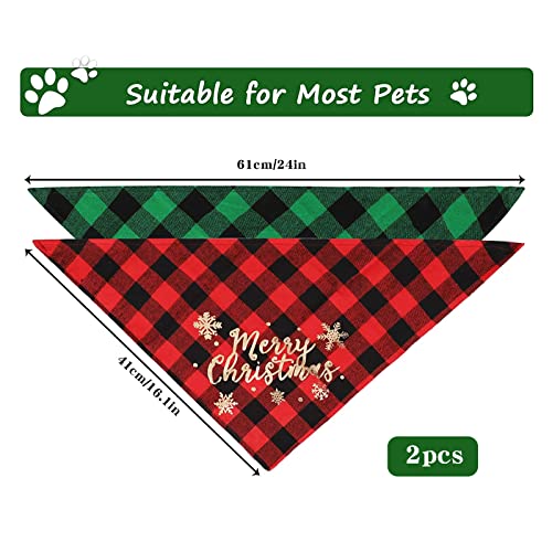 Hundehalstuch Weihnachten, 2 Stück Halstuch Hund, Hundekostüm Weihnachten, Hundebekleidung Zubehör, Hundehalstuch Bandanas, Klassisches Kariertes Hundehalstuch für Katzen Hunde