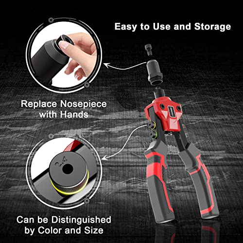 Imquali Pop Rivet Gun, Manual Hand Riveter Tool Kit With 400Pcs Assorted Rivets Kit, Heavy Duty Hand Riveter With 5 Nosepieces For Metal, Aluminum, Plastic, Tube Stock, Wood, Im20 #TOP5