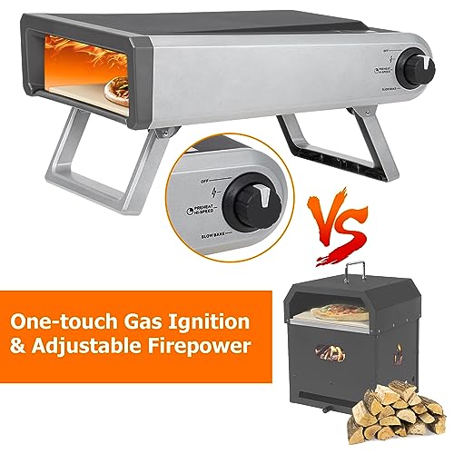 Pizza Oven Outdoor 12" Gas Powered Pizza Ovens for Outside, with Portable Maker Accessories for Backyard Outdoor Kitchen