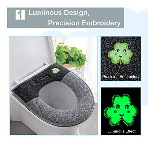 GGFHH Toilettensitzbezug, Reißverschluss Wasserdichtes Antibakterielles Leder Home WC Sitzkissen Mit Aufhängeschlaufe Badezimmer Warm WC-Sitzbezüge 2PCS – Bild 3