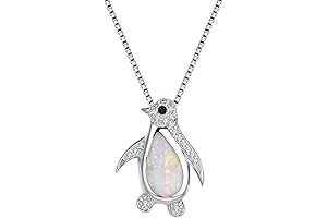 Cute Opal Penguin Pendant Necklace for Women Teen Girls