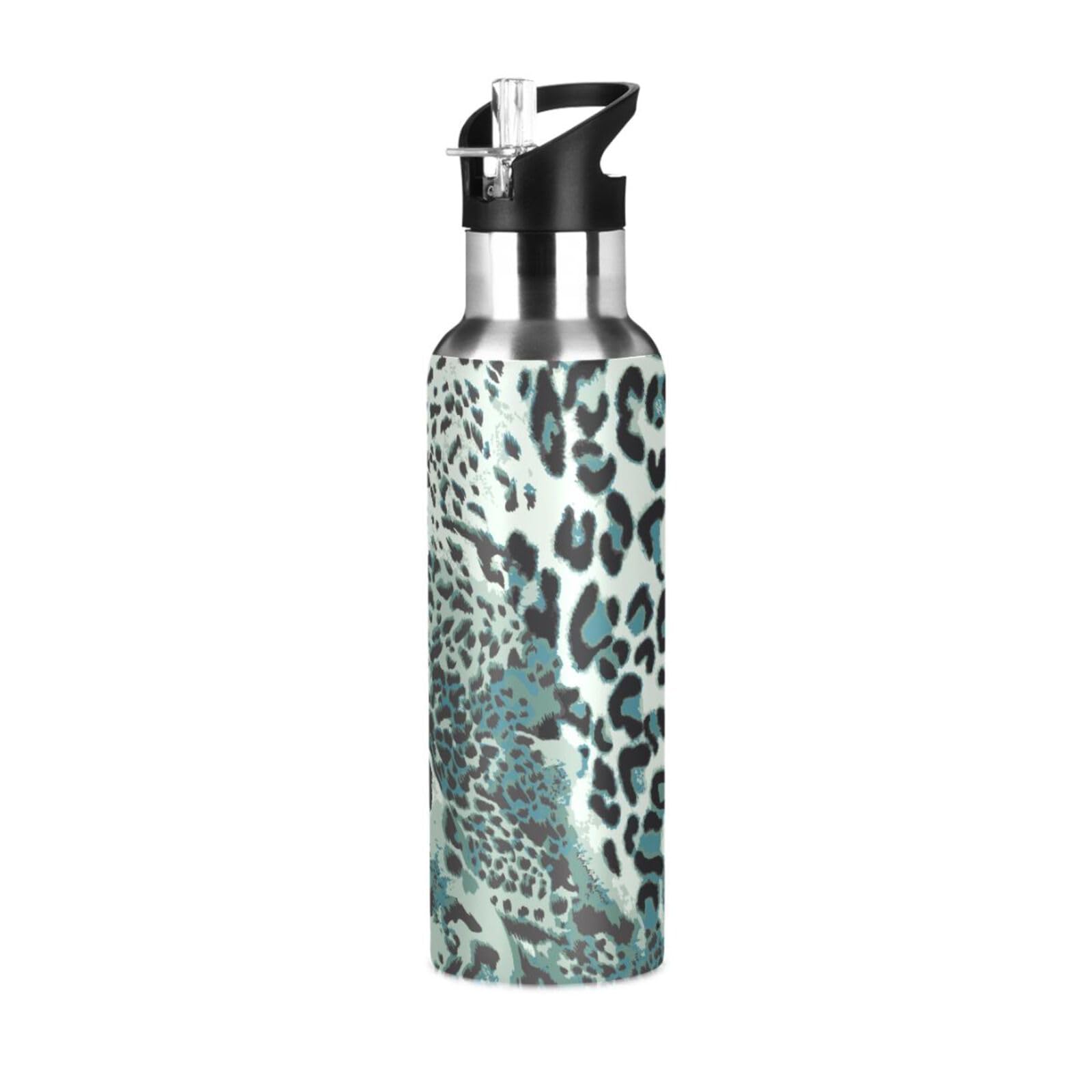 susiyo Insulated Water Bottle Wild Animal Skin 20oz Stainless Steel 304 Water Bottle with Straw - 600ml