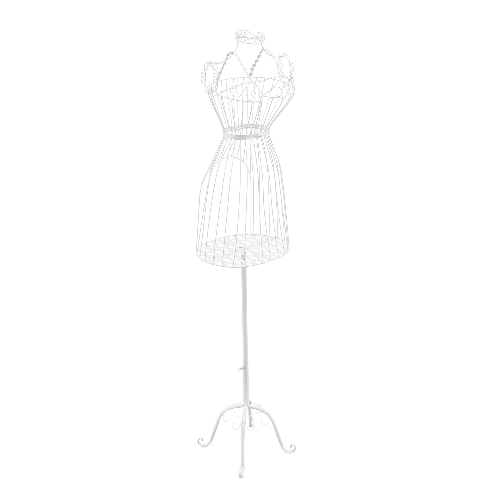 Manichino da sartoria, manichino da donna, per moda da donna, regolabile in altezza (58 pollici), supporto in metallo bianco con 4 piedini, per costumi da bagno e lingerie