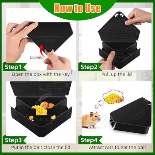 Image of 8 Pack Mouse Bait Station Indoor Outdoor,Reusable Mice Bait Box with 8 Keys,Weather Resistant Mice Bait Station for Kitchen,Basement,Garage,Garden,Mouse Traps for Home Protection(Bait Not Included)