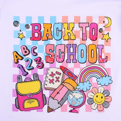 Image of Toddler Girls Back to School Pencil Outfits Set Ruffle T-Shirt Dress and Pants Outfit Set 3-8Years