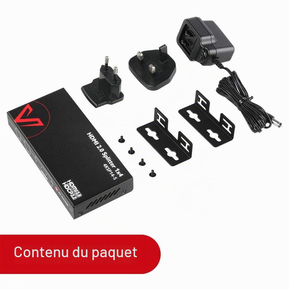 AV Access 1 entrée 4 Sorties UHD 4K@60Hz 1080p@120Hz Répartiteur HDMI 2.0 avec réduction d'échelle Automatique, répartiteur HDMI 4K avec HDR10 et 3D, Audio HD sans Perte, HDCP 2.2, EDID Automatique