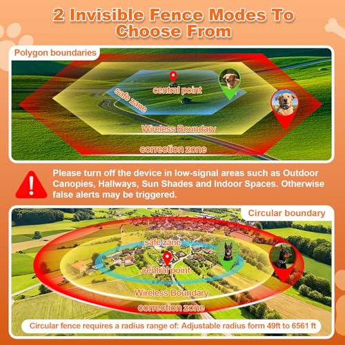 GPS Wireless Dog Fence System, Electric Dog Fence Using GPS Electric Satellite Technology, IPX7 Waterproof Rechargeable Design, GPS Dog Collar Has 2 Modes Circular and Free-Form Fence by DJNFGQ - Image 2