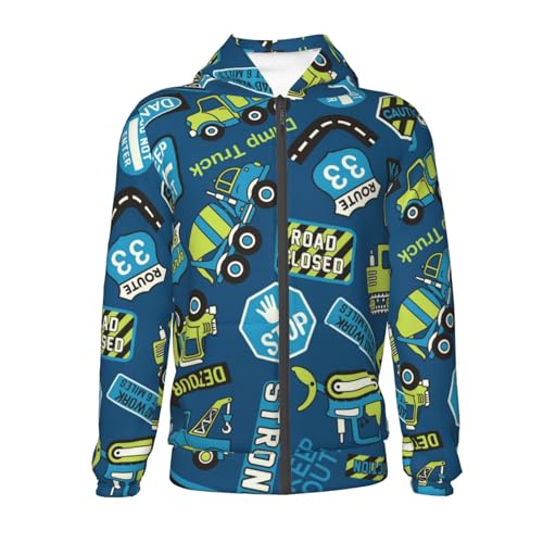 Dump Truck Kids Pullover Hoodies Boys Zip Up Sweatshirts Girls Athletic Clothes with Pocket2