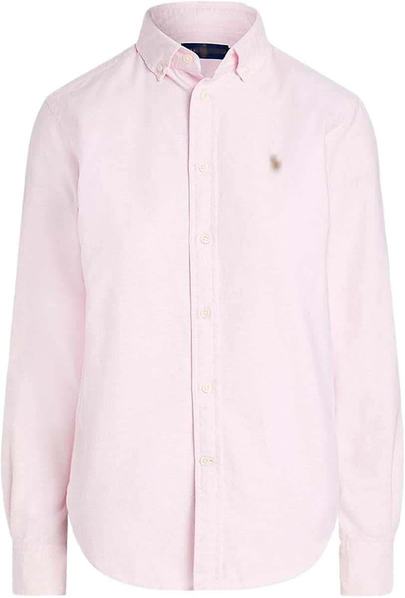 Women's Slim Oxford Cotton Button-Down Shirt with Multi-Tone Logo | Iconic Multi-Tone Logo, Classic Americana Style, Long Sleeve, Button Down Blouse