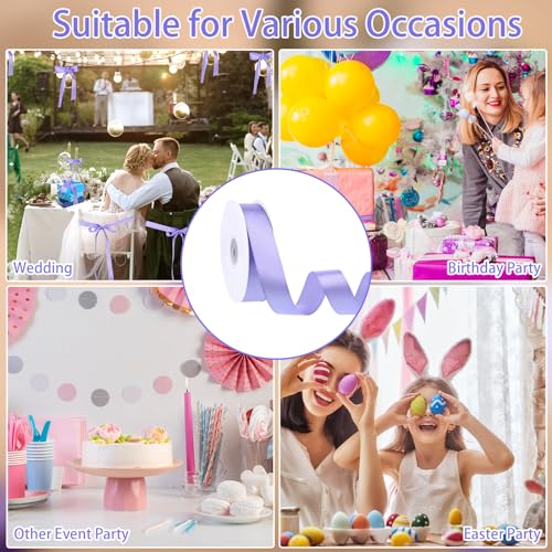 Image of woric Light Purple Satin Ribbon 1 Inch 50 Yards Lilac Ribbon Lavender Ribbons for Flower Bouquet Graduation Decor Leis Making Wedding Bridal Bouquet