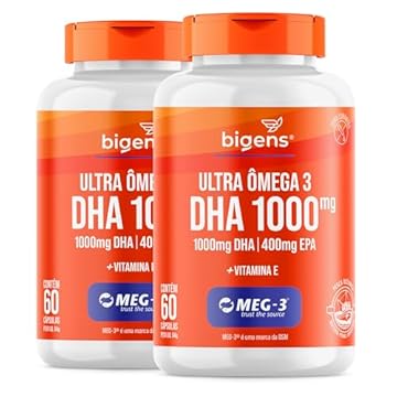 Ultra Omega 3, DHA 1000mg, 400mg EPA - Certificado MEG-3, 60 Cápsulas bigens (Kit 2)