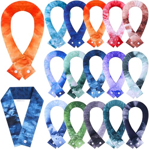 Image of Cooling Neck Wraps with Snap Button Tie Dye Ice Scarf Cooling Bandana Cooler for Summer Women Men Pet