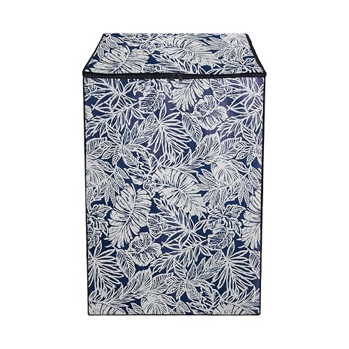 Image of Fully Automatic Top Load Washing Machine Cover for Samsung /IFB /LG /Godrej /Whirlpool /Bosch / 7 kg, 7.5 Kg (58 X 58 X 89 Cms),Waterproof & Dustproof Polyester, Leafy Pattern Blue - FABKUM176
