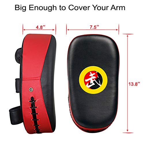 Tlbtek Taekwondo Kick Pad Pu Muay Thai Pads Mma Karate Kick Pads Kickboxing Training Pads Martial Arts Punching Pads Leather Strike Curved Kicking Shield (7.5X14Inch（Red）) #TOP1