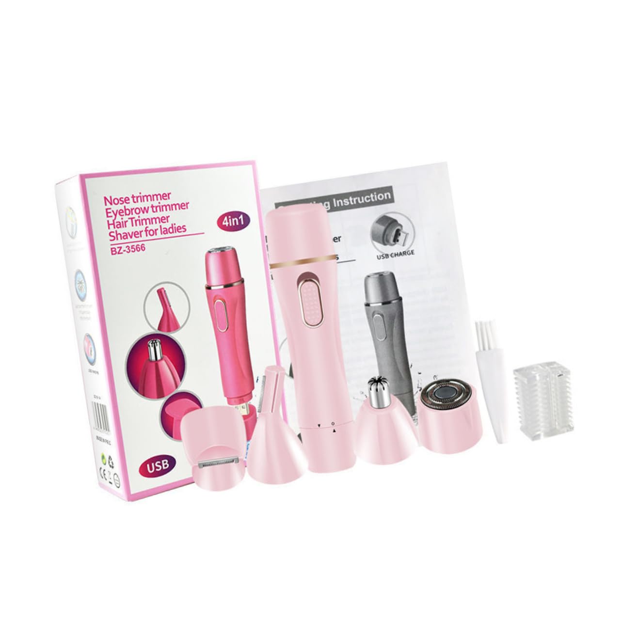 2sets Rasoio Multifunzionale Usb Per Donne Epilatore Portatile e Ricaricabile Per Corpo e Sopracciglia Rosa