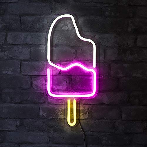 Isaac Jacobs 18” x 8” inch LED Neon ‘White & Pink IceCream Popsicle‘