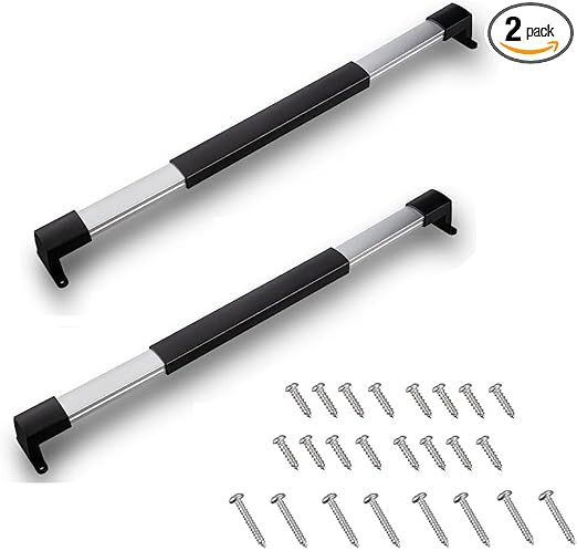 SVNR RV Screen Door Cross Bar Handle, Adjustable from 21 5/8" to 28 5/8" with Non-Slip Grip for RV Motorhome, Camper, Travel Trailer - Black(2Pack)