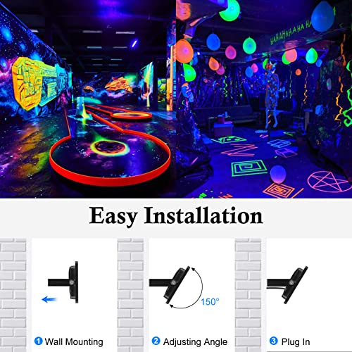 Luz preta de inundação UV de 30W, IP66 à prova d'água com plugue (cabo de 3,3 m), 395 nm-405 nm par