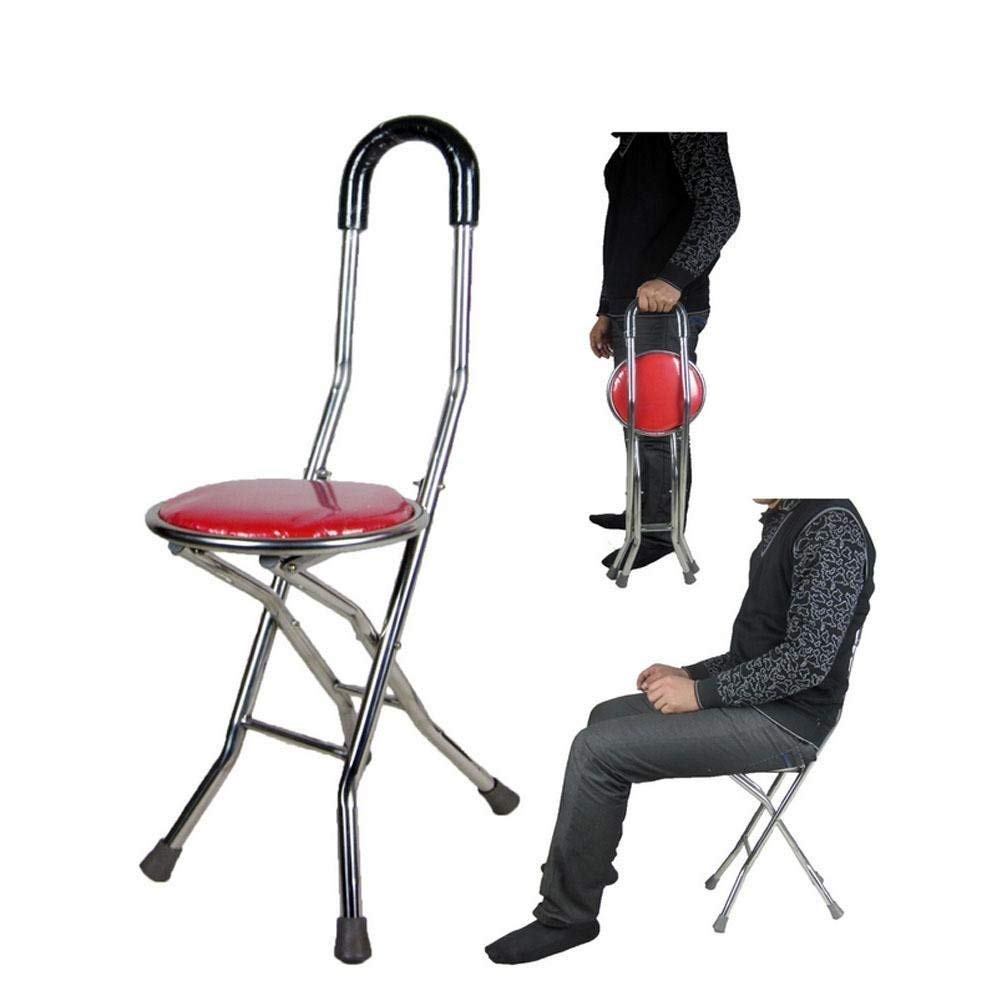 Taburete Plegable con Asiento de bastón, de Acero Inoxidable, para muletas de Ancianos, Ligero, Plegable, de Aluminio Ligero, Peso máximo del Usuario: 150 kg, para Padres