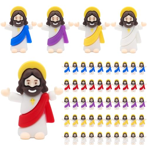 Yelakey 50 figuras de Jesús de bebé, mini figuras de Jesús a granel, diseño original, pequeñas figuras de Jesús pequeño para esconderse y buscar, recuerdos religiosos, regalo de bautizo, escuela