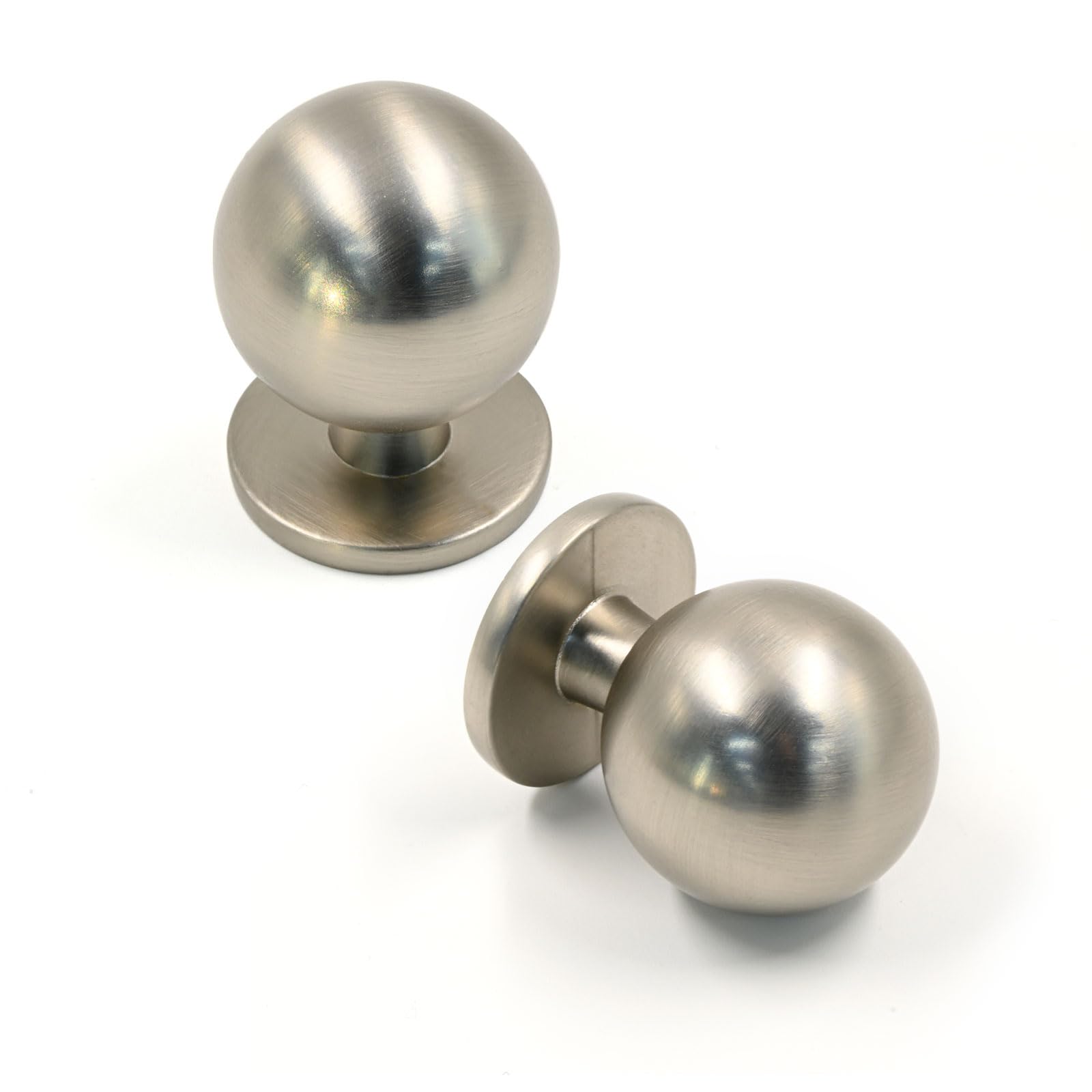 FILTA 10 Pack 1Inch(27mm) Diameter Round Solid Ball Brushed Stain Nickel Cabinet Knobs Drawer Pulls Cabinet Hardware for Kitchen Cabinets and Bathroom