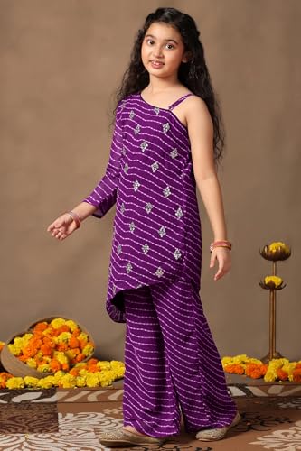 Image of Fashion Dream Girls Georgette Printed Salwar Suit|Dhoti Kurta & Palazzo Set for Kids|Ethnic Suit Set