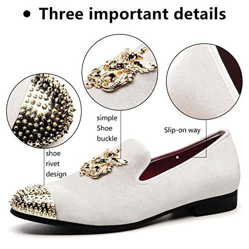 Image of Meijiana Mens Velvet Loafers Dress Shoes with Metal Embellishments Party Luxury Loafer Shoes