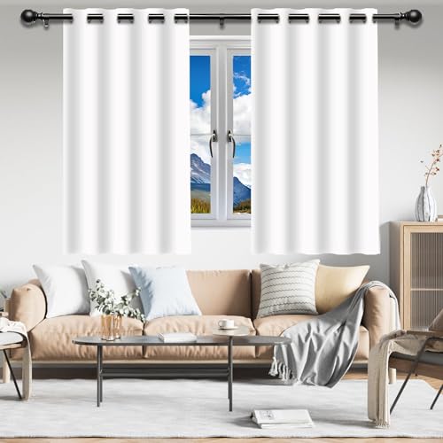 Rideau isolant anti chaleur blanc 540x360 de style moderne à oeillets